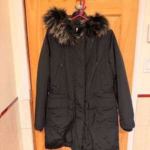 Faux fur hooded park winter jacket coat